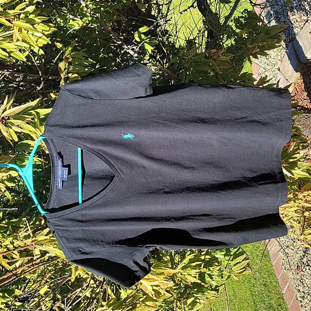 Ralph Lauren Sport Black 100% Cotton Tshirt Womens Large with Blue Rider